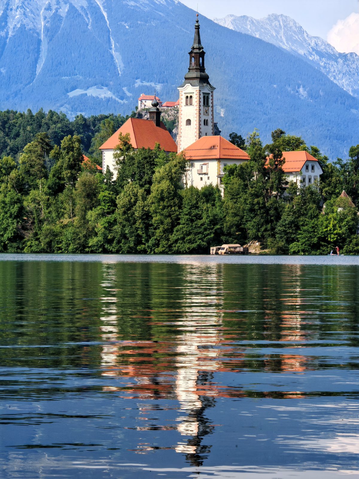 Bled Island mirrored in the lake