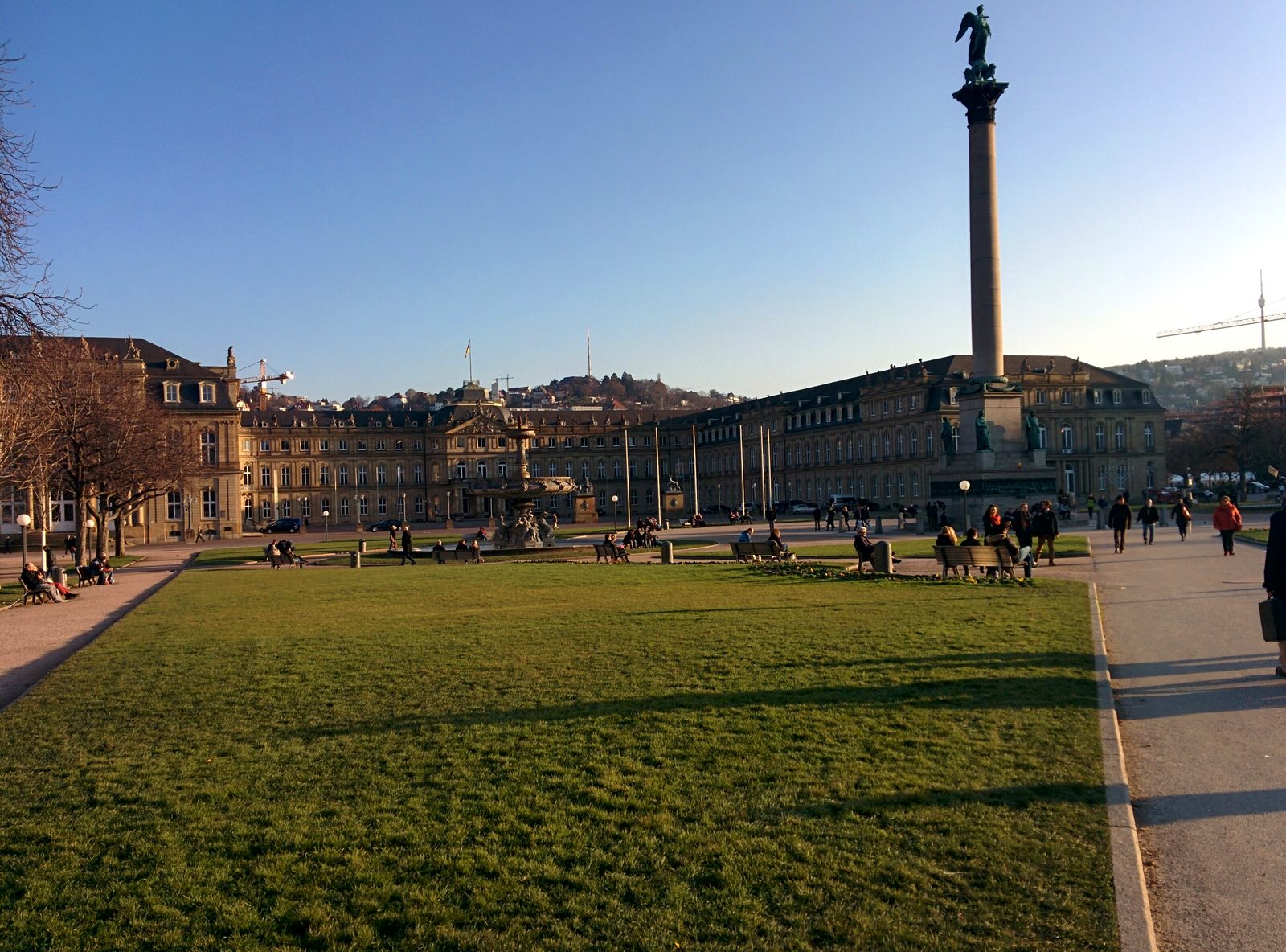 Schlossplatz and its column in winter light