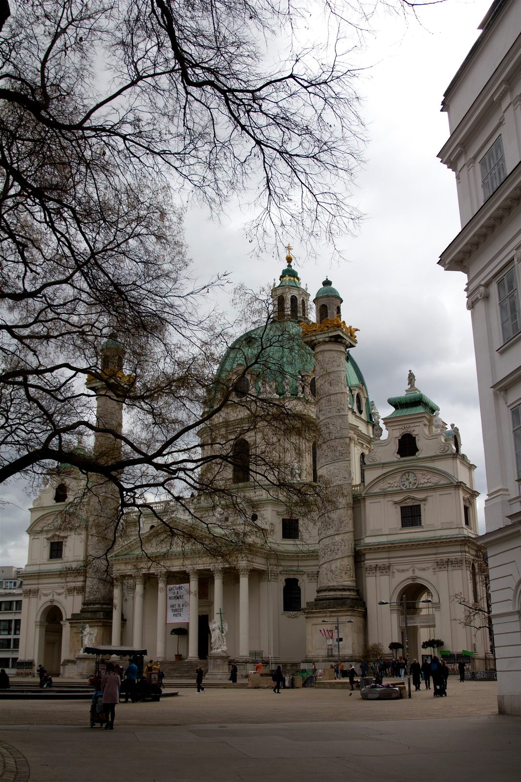 Karlskirche and its bare winter tree