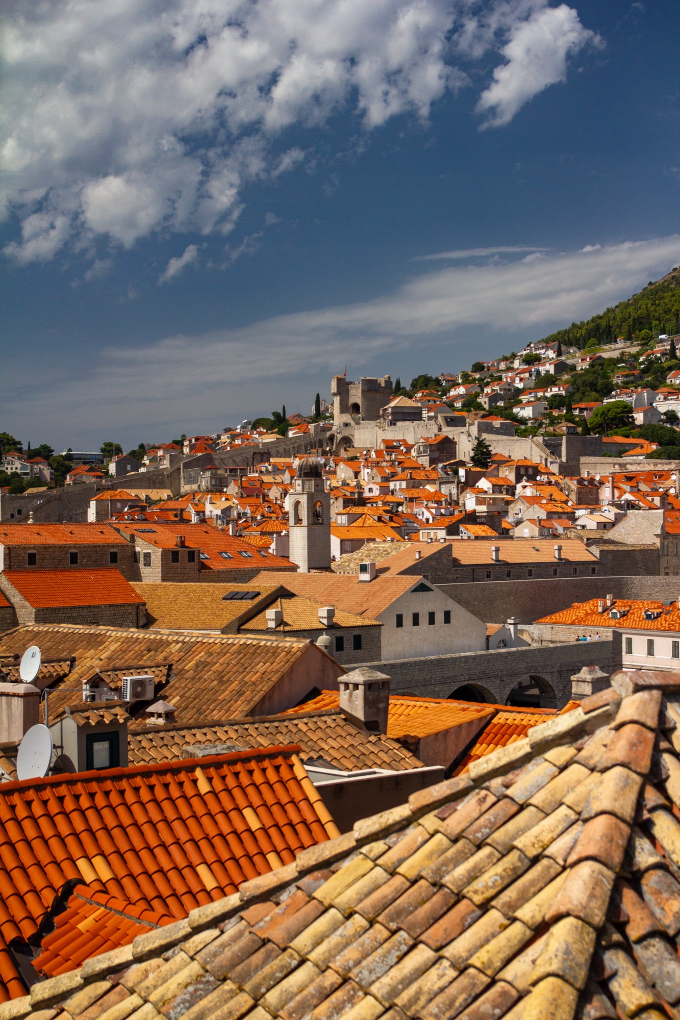 Rooftops running up to the hillside