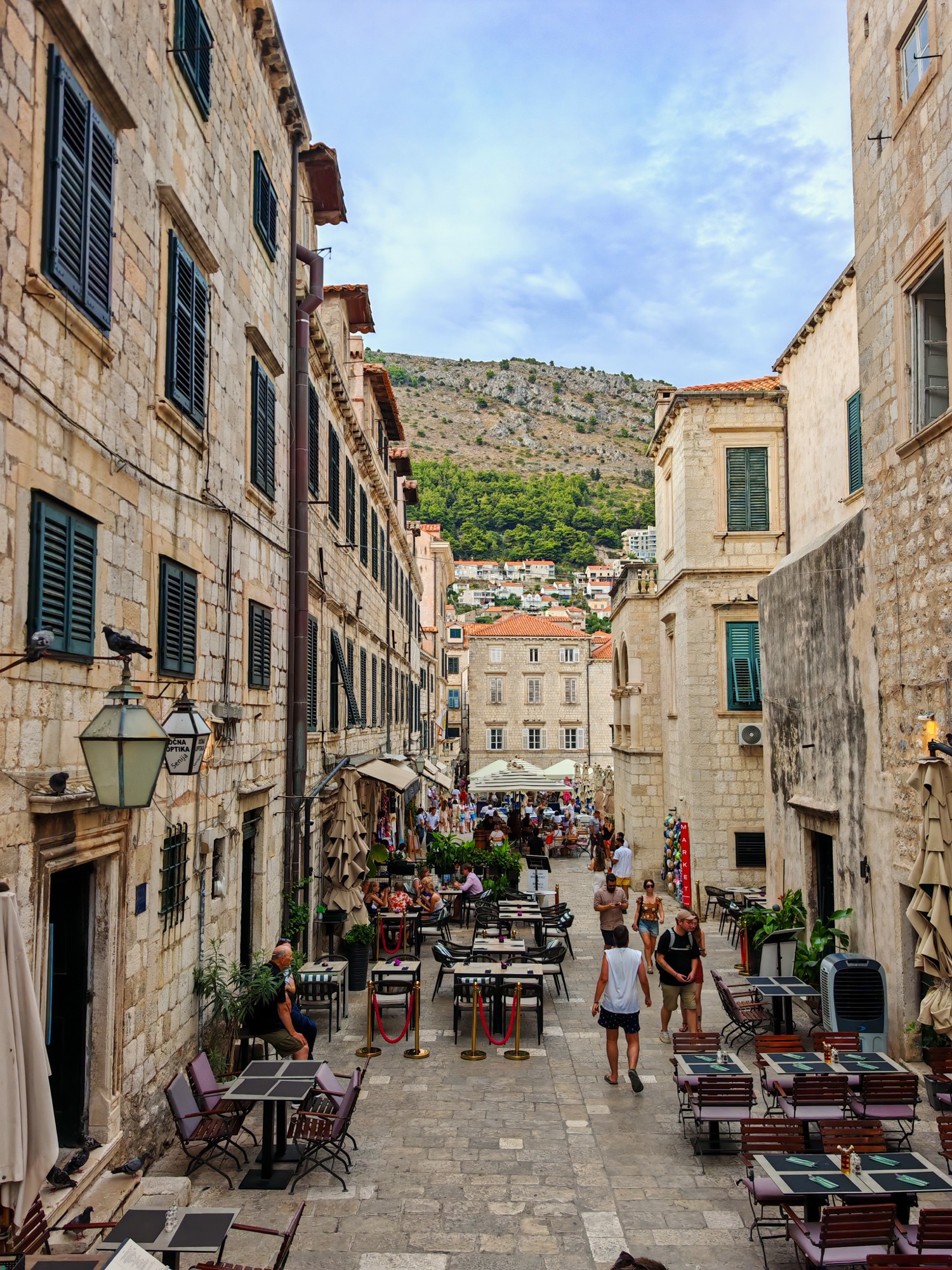 A cafe-lined lane in the old town
